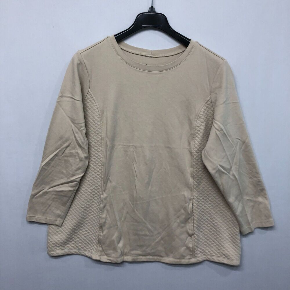 D&Co Denim & Co. Women Pullover Sweatshirt Top Size 2X Beige M187 -19